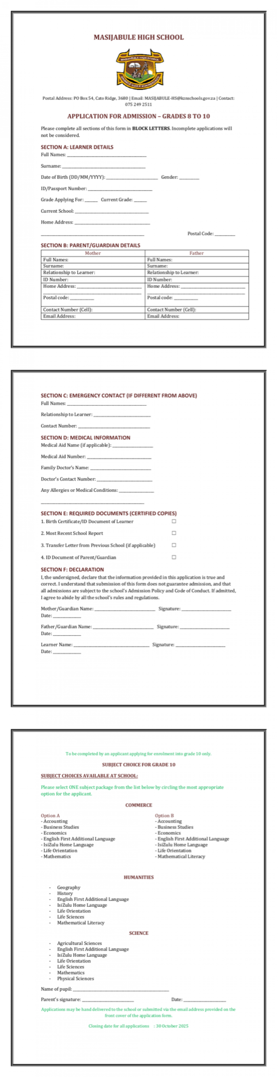 2025 Application Form